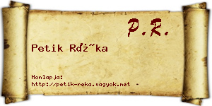 Petik Réka névjegykártya
